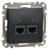Розетка комп'ютерна подвійна 2*RJ45 cat.5e UTP н/екр., Sedna Design (чорний)