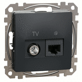 Розетка 2-ная компьютерная 1*RJ45 cat.6 UTP не экранированная + TV индивидуальная 4dB, Sedna Design (Черный)