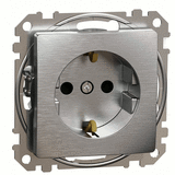 Розетка с заземлением 16A и шторками, Sedna Elements (матовый Алюминий)