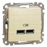 Зарядка двойная USB type A, 2.1А/2*1.05А, Sedna Elements (Береза)