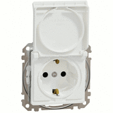 Розетка с заземлением 16A шторками  и крышкой IP44, Sedna Design (Белый)