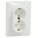 Розетка двойная с заземлением 16A и шторками, Sedna Design (Белый)