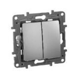 вимикач 2-клавішний самозажим., Etika (алюміній)