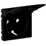 Valena LIFE Лицевая панель Розетки 2к+С с крышкой. Цвет Черный матовый Legrand 756842