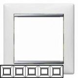 Рамка 5-местная Валена цвет: белый / серебро