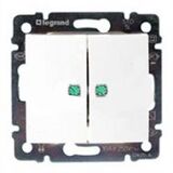 вимикач 2-клавішний прохідний (сх.6+6) з підсвічуванням Валена колір: білий