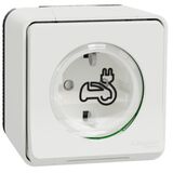 Розетка для електромобіля з посиленими контактами 16 А 250 В із заземленням та шторками накладна біла Mureva Styl Schneider Electric MUR39012