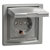 Розетка с з/к 16A шт. и крышкой IP44 Asfora (алюминий) Schneider Electric EPH3100361