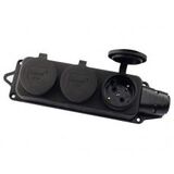 Розетка/колодка тройная с заглушками 2Р+РЕ 1-местная 16А 220-240V (каучук) Lezard 106-0400-0101