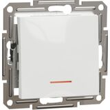 Переключатель 1 клавишный с подсветкой 10 A 250V AC 2300 Вт без рамки Белый, Asfora, Schneider Electric EPH1570121