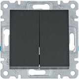 Выключатель 2-клавишный универсальный Lumina, черный, 10АХ/230В Hager WL0053