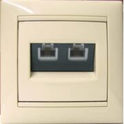 Компьютерная розетка 2xRJ45 кат.5Е UTP на винтах Valena (слоновая кость)