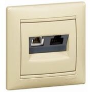 Коммуникационная розетка RJ45 кат.5e + RJ11 Valena (слоновая кость)