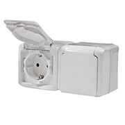 Подвійна розетка з заземленням 16 A 250 В, з кришкою (здвоєні механізми) IP44 Legrand Forix (Quteo) (білий)