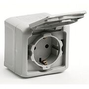 Розетка з заземленням 16 A 250 В, з кришкою IP44 Legrand Forix (Quteo) (сірий)