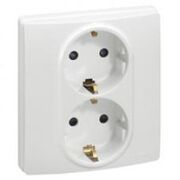 672223 двойная розетка с заземлением Etika (белый) Легранд 672223