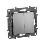 переключатель двухклавишный Etika алюминий 672412