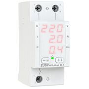 Многофункциональное реле ZUBR MF2-63 red 3 цифровы[ экрана, одновременно отображает значение напряжения, тока и мощности  ZUBR MF2-63 red