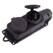 Розеточный блок 2 розетки наружной установки с заглушками 2Р+РЕ 16А 220-240V без кабеля (каучук) Lezard