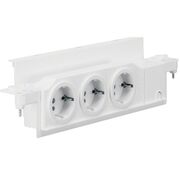 Розетка 3-кратна із заземленням з розворотом на 90° для пустотілих стін HAGER