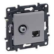 NILOE STEP Розетка комбінована TV тип F та RJ45 CAT6 UTP, колір Алюміній
