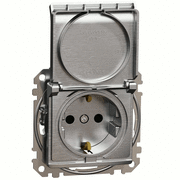 Розетка з з/к 16A, шт. та кришкою, Sedna Elements (матовий алюміній)