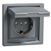 Розетка с з/к 16A шт. и крышкой IP44 Asfora (сталь) Schneider Electric EPH3100362