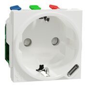 Розетка с заземлением, шторки 16A с зарядкой USB type-C 2.1A, автоматические клеммы Unica New (2-модуля, белый)