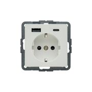 Розетка с заземлением + 2хUSB A-С / 20Вт, полярная белизна Q.x