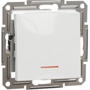 Вимикач 1 клавішний із підсвічуванням 10 A 250V AC 2300 Вт без рамки Білий, Asfora, Schneider Electric EPH1470121