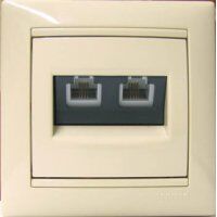 Компьютерная розетка 2xRJ45 кат.5Е UTP на захватах Valena (слоновая кость) : інтернет-магазин Elmar Україна