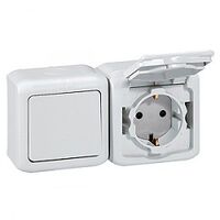 Вимикач + розетка з заземленням з кришкою IP44 Legrand Forix (Quteo) (білий) : інтернет-магазин Elmar Україна