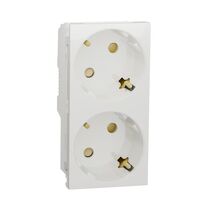 Подвійна розетка 45° з заземленнямз захисними шторками білий Unica New : інтернет-магазин Elmar Україна