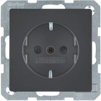 Розетка SCHUKO із заземленням16А/250В з підвищеним захистом від дотику Berker Q.1/Q.3/Q.7/Q.9, антрацитовий оксамит, лакована Hager 47236086 : інтернет-магазин Elmar Україна