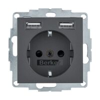 Розетка с з/к 16А/250В + 2хUSB/2.4A антрацит S.1/B.X : інтернет-магазин Elmar Україна