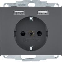 Розетка с з/к 16А/250В + 2хUSB/2.4A антрацит K.1 : інтернет-магазин Elmar Україна