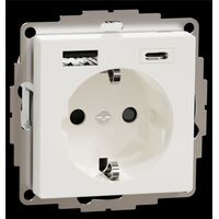 Розетка с з/к 16А + USB type A+C 3.0A, авт. клеммы, SM (полярно-белый) : інтернет-магазин Elmar Україна