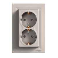 Двойная розетка с заземлением 16A Бронза Asfora Schneider : інтернет-магазин Elmar Україна