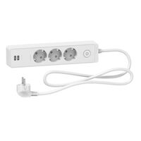 Удлинитель Unica extend вывод Schuko 3 группы  с USB-портом 1,5 м Белый Schneider : інтернет-магазин Elmar Україна