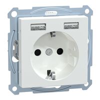 Розетка с з/к 16А + 2хUSB 2.4A авт. клеммы SM (активный белый) Merten MTN2366-0325 : інтернет-магазин Elmar Україна