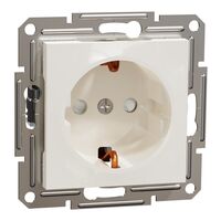Розетка с заземлением 16A шторки без рамки, Asfora (кремовый) : інтернет-магазин Elmar Україна