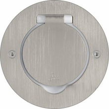 Розетковий блок для підлоги 2 мод., нержавіюча сталь, круглий