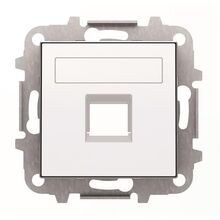 8518.1 BL Лицевая панель с суппортом одинарной коммуникационной розетки белый Sky
