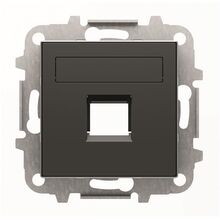 8518.1 NS Лицевая панель с суппортом одинарной коммуникационной розетки черный бархат Sky