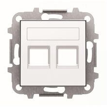 8518.2 BL Лицевая панель с суппортом двойной коммуникационной розетки белый Sky