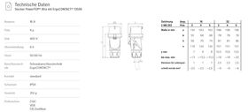Вилка 16A 4P 6H 400V IP54 кабельний конектор з'єднувач (Alt Аrт. #252 IP44) PowerTOP Xtra Neue Typen Mennekes фото 1
