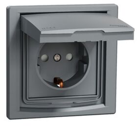 РОЗЕТКА IP44 З КРИШКОЮ, З ЗАЗЕМЛЕННЯМ, З ЗАХИСНИМИ ШТОРКАМИ, СТАЛЬ ASFORA Schneider Electric EPH3100362