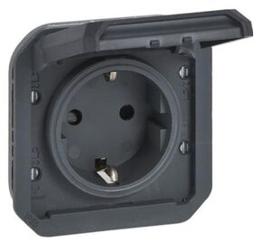 Розетка 16А 250V 2К+З с винтовыми клеммами механизм, цвет Антрацит ЕІВ PLEXO IP55 NEW Legrand