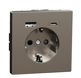 Розетка с з/к 16А + USB type A+C 3.0A, авт. клеммы, D-Life (нержавеющая сталь)
