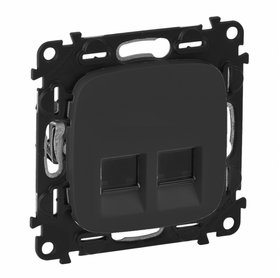 Лицьова панель розетки RJ11+RJ45 Антрацит Valena Allure